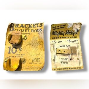 Antique brass door safety lock and closet brackets